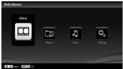 Media Browser Videos Photos Music Settings Select MEV/UV Edit