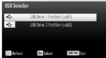 USB Selection USB Drive 1 Partition (usb1) USB Drive 2 Partition (usb2) Refresh OK Select MaliEN Exit