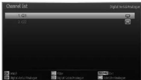 Channel List Digital Audio/Analogee 1. C1 2. C2 Wash Digital Audio/Analogee Filter Digital Cable/Analogee MENU List SelectUser/Analogee