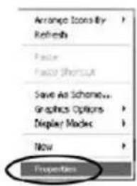 Arrange Icons by Refresh Paste Paste Shroult Save As Schemovs... Graphics Options Display Modes Now Properties