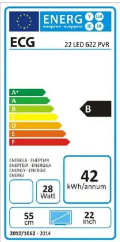 ENERG Y UA ENERGIE - ENEPTEIA IE IA ECG 22 LED 622 PVR A+ B C D E F B ENERGIA - ENEPTEIA ENEPTEIA - ENERGUA ENERGY - ENERGIE ENERGI 28 Watt 42 kWh/annum 55 cm 22 inch 2010/1062 - 2014