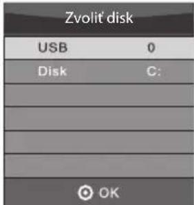 Zvolit disk USB 0 Disk C: OK