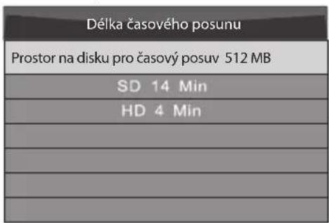 Délka časového posunu Prostor na disku pro časový posuv 512 MB SD 14 Min HD 4 Min
