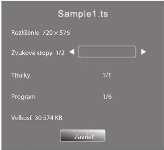 Sample1.ts Rozlišenie 720 x 576 Zvukové stopy 1/2 Titulky 1/1 Program 1/6 Veľkosť 30 574 KB Zavriet¹