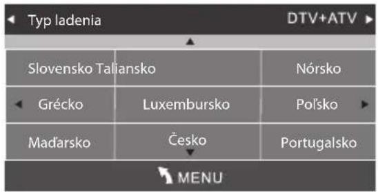 Typ Iadenia DTV+ATV Slovensko Taliansko Nórsko Grécko Luxembursko Poľsko Madarsko Češko Portugalsko MENU