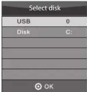 Select disk USB 0 Disk C: OK