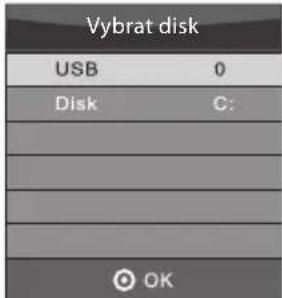 Vybrat disk USB 0 Disk C: OK