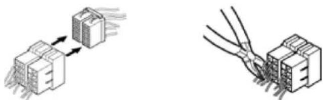 Two technical diagrams showing electrical connector assemblies with wires, no text or symbols present