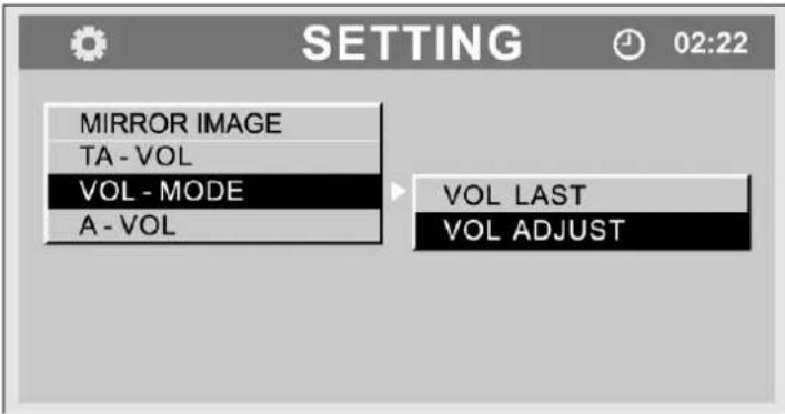 MIRROR IMAGE TA - VOL VOL - MODE A - VOL VOL LAST VOL ADJUST 02:22