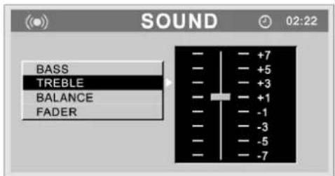SOUND 02:22 BASS TREBLE BALANCE FADER - +7 - +5 - +3 - +1 - -1 - -3 - -5 - -7