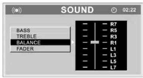 SOUND 02:22 BASS TREBLE BALANCE FADER R7 R5 R3 R1 L1 L3 L5 L7