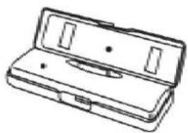 Line drawing of a closed toolbox with handle and compartments (no text or symbols)