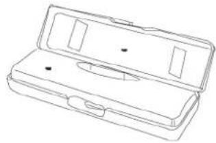 Line drawing of a closed open toolbox with handle and side slots (no text or symbols)
