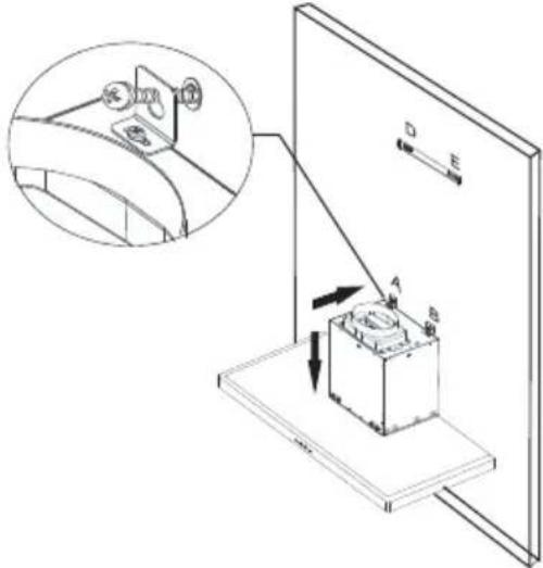 Technical diagram showing a device with labeled components and an inset view of a device's handle mechanism.