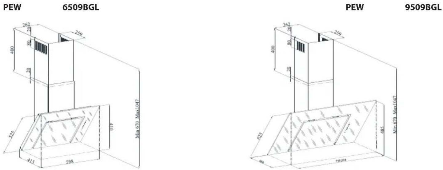 Philco PEW 6509 B - Dimensions of the appliance - 1
