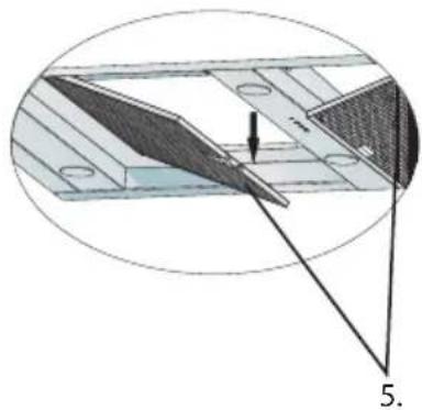 Technical diagram of a mechanical assembly with labeled component 5 (no text or symbols present)
