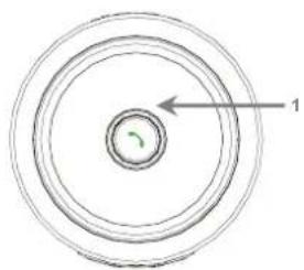 Circular diagram with concentric rings and a small green arrow pointing to the center (no text or symbols)