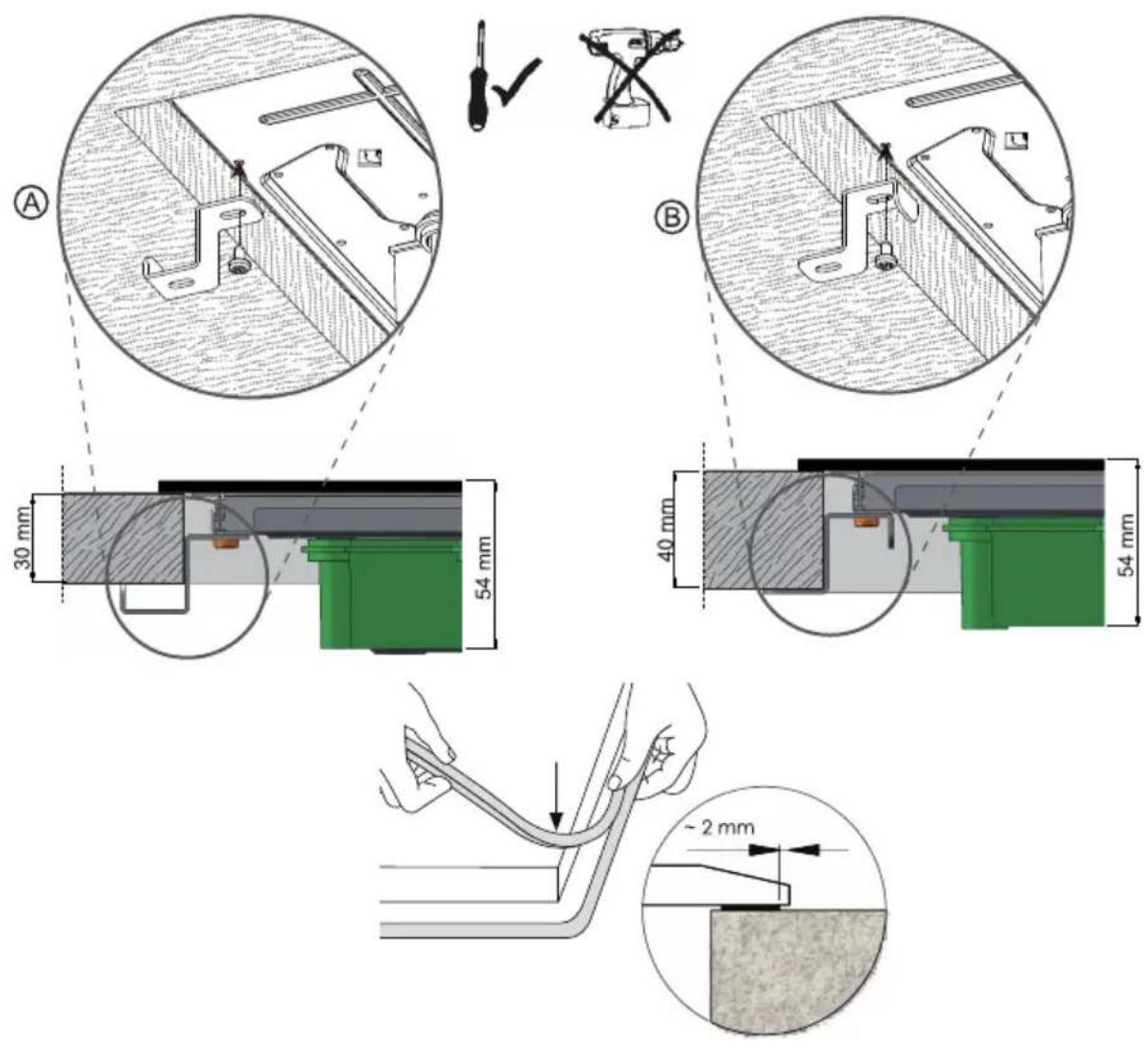 Technical diagram illustrating pipe joint construction with labeled dimensions and component views (A, B)