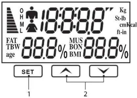 O H M L 18:08:08" Kg St-lb cmKcal ft-in FAT 88.8% MUS BON BMI 88.8% age