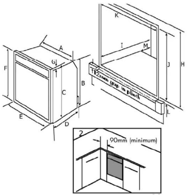 Witt W5-450MF - Inbyggnadsmått W5-600MF - 1
