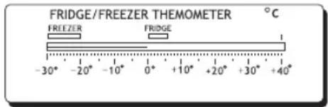 FRIDGE/FREEZER THEMOMETER °C FREEZER FRIDGE -30° -20° -10° 0° +10° +20° +30° +40°