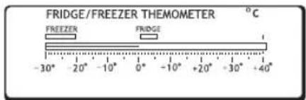 FRIDGE/FREEZER THEMOMETER °C FREEZER FRIDGE -30° -20° -10° 0° -10° +20° -30° -40°