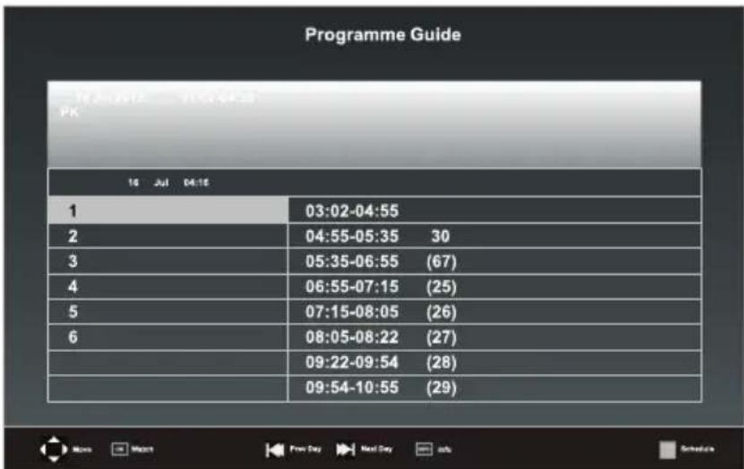 Programme Guide 16 Jul 04:15 1 03:02-04:55 2 04:55-05:35 30 3 05:35-06:55 (67) 4 06:55-07:15 (25) 5 07:15-08:05 (26) 6 08:05-08:22 (27) 09:22-09:54 (28) 09:54-10:55 (29)