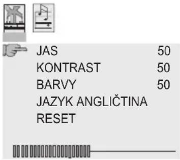 JAS 50 KONTRAST 50 BARVY 50 JAZYK ANGLIČTINA RESET