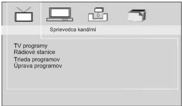 Sprievodca kanálmi TV programy Rádiové stanice Trieda programov Úprava programov