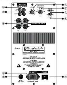 Technical diagram of an electronic device with labeled components and wiring connections