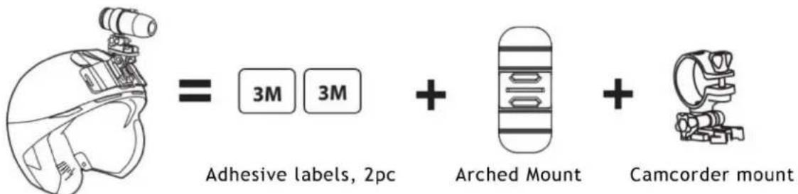 = 3M 3M Adhesive labels, 2pc + Arched Mount + Camcorder mount