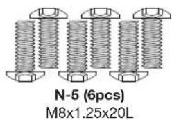 N-5 (6pcs) M8x1.25x20L