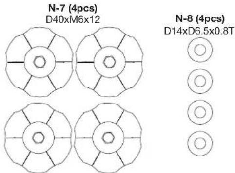 N-7 (4pcs) D40xM6x12 N-8 (4pcs) D14xD6.5x0.8T