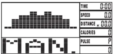 TIME 0:00 SPEED 0.0 DISTANCE κ 00.0 CALORIES 0 PULSE P 0