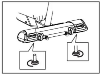 Diagram showing a hand using a tool to adjust a device with two circular components, one labeled in Chinese.