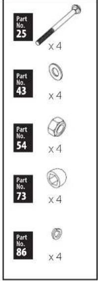 Part No. 25 x 4 Part No. 43 x 4 Part No. 54 x 4 Part No. 73 x 4 Part No. 86 x 4