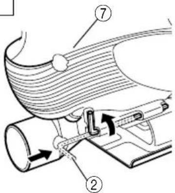 Technical diagram showing mechanical assembly with labeled parts ② and ⑦, likely illustrating a gear or valve mechanism.