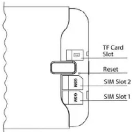 TF Card Slot Reset SIM Slot 2 SIM Slot 1