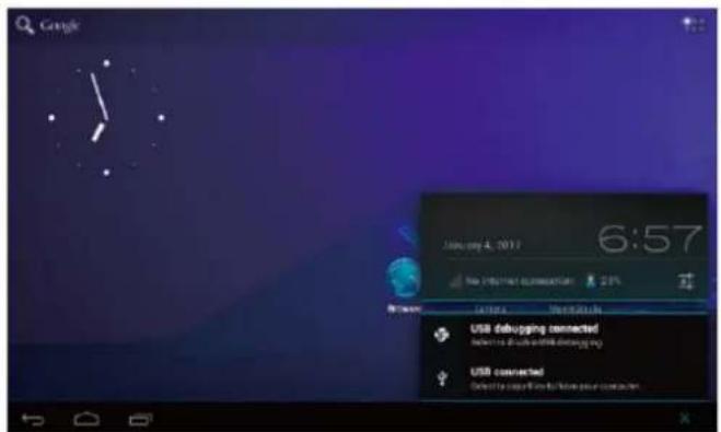Google January 4, 2013 6:57 New Internet connection USB debugging connected USB connected Select the support file to have your computer