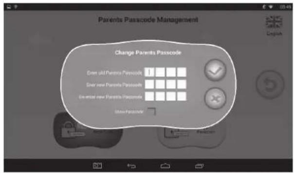 Parents Passcode Management Change Parents Passcode Enter old Parents Passcode 1 Enter new Parents Passcode Get email new Parents Passcode Move Passcode
