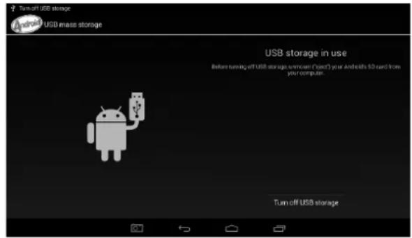 Turn-off USB storage Android USB mass storage USB storage in use Before turning off USB storage, unknown ("user") your Androids SD card from your computer. Turn off USB storage