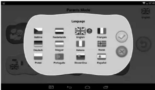 Parents Mode Language Bistina Netherlands English Français Deutsch Magyar Italano Norsk Polski Portugues Slovenčna Español