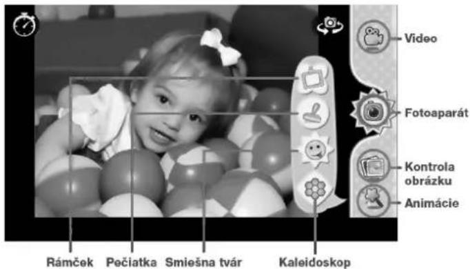 Video Fotoaparát Kontrola obrázku Animácie Rámček Pečiatka Smiešna tvár Kaleidoskop