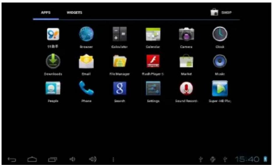 APPS 91助手 Browser Calculator Calendar Camera Clock Downloads Email File Manager Flash Player S Market Music People Phone Search Settings Sound Records Super -HD Plus