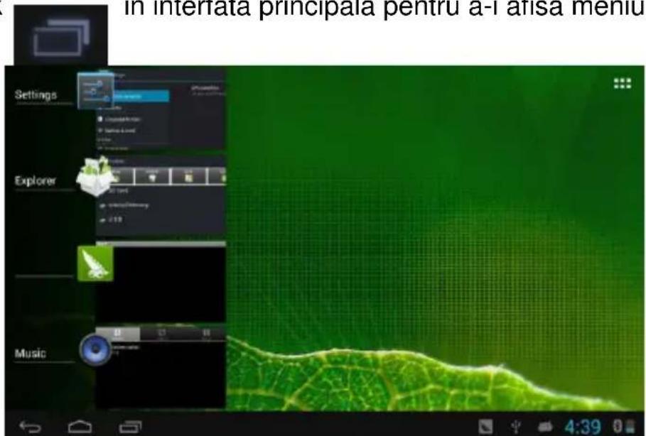 in Interiata principala pentru a-i ansa meniu Settings Explorer Music