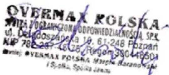 OVERMAX KOLSKA MIA: POGRAHNCZONA ODPOWIEDZIAJNOŚCA, SP.K. u). Deladoszanska 10. 61-248 Pozpan MP 788-267-46 75. Regem 380-4850 Bristel: OYEKMAX POLSKA MACHI BARANOWSKI i Sjolka, Spółka Jarnos