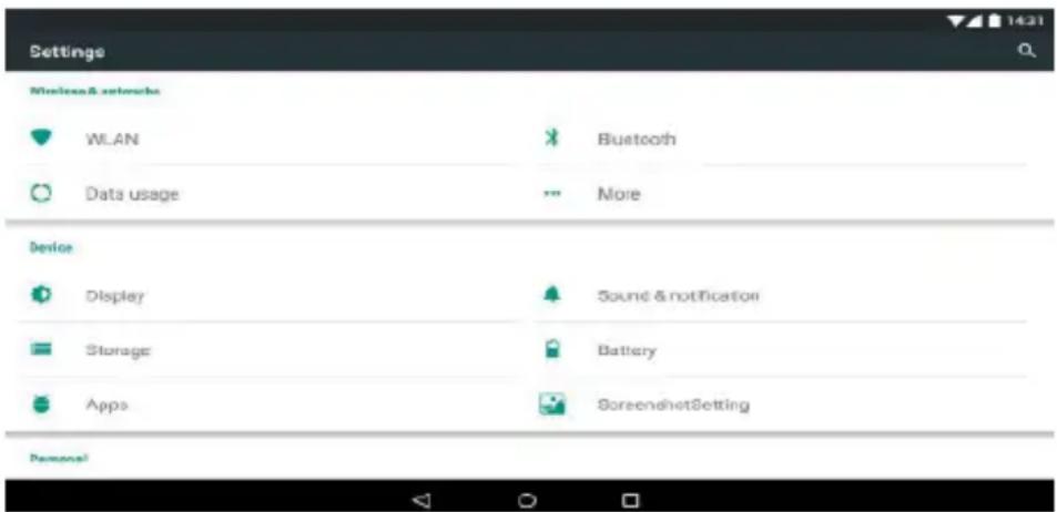 Settings Wireless & wireless WLAN Bluetooth Data usage More Device Display Sound & notification Storage Battery Apps ScreenshotSetting Personal
