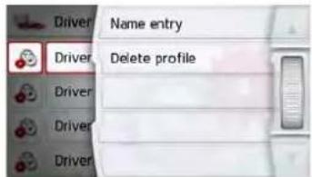 Driver Name entry Driver Delete profile Driver Driver Driver