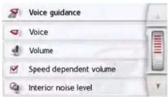 Voice guidance Voice Volume Speed dependent volume Interior noise level