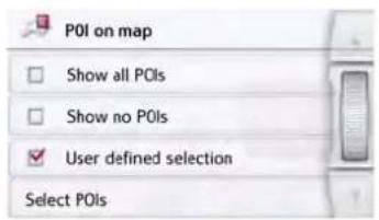 POI on map Show all POIs Show no POIs User defined selection Select POIs